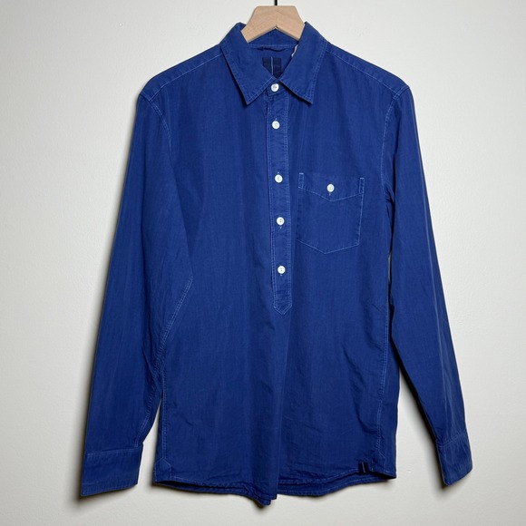 oobe Other - Oobe NEW Mens Shirt M Blue Charleston Popover Cotton Silk Academia Preppy Casual